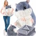 Jucarie plus hamster cu paturica ascunsa, plus moale pentru copii, 50x28 cm, gri [7]