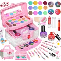 Trusa de machiaj pentru copii cu 3 niveluri, accesorii make-up si unghii, 17x12x14 cm, roz