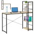 Birou cu blat MDF si rafturi laterale, cadru metalic, 120x48x122 cm, maro deschis [6]