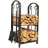 Suport metalic pentru lemne de foc cu 4 accesorii, 74x40x30 cm, negru [4]