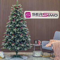 Brad artificial Sersimo, Alexima Elite, verde nins cu merisoare, mix 2D+3D, 230 cm