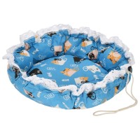 Culcus transformabil pentru pisici, tip saltea cu pereti, 73 cm, albastru