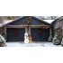 Om de zapada de exterior gonflabil, iluminare LED, cu catel si iepuras, cu compresor integrat, 180x80x60 cm, alb [4]
