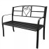 Banca metalica pentru gradina Vivatechnix VMD-1049, Negru, 121x55x98cm [2]