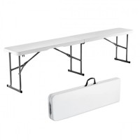 Banca pliabila 1830x307x430 mm, HDPE si Otel, pentru gradina sau catering, Alba Banca pliabila 1830x307x430 mm, HDPE si Otel, pentru gradina sau catering, Alba