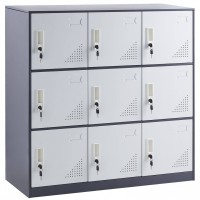 Fiset metalic cu 9 compartimente, Incuietori personalizate, Gri/Alb, 900x450x940 mm, max 245 kg Fiset metalic cu 9 compartimente, Incuietori personalizate, Gri/Alb, 900x450x940 mm, max 245 kg