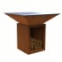 Gratar cu plita 10 mm si vatra de gatit, Vivatechnix VMD-1292, plita 975x975 mm (inaltime 1050 mm ), Otel Corten, Spatiu depozitare lemne [4]
