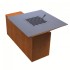 Gratar cu plita 10 mm si vatra de gatit Vivatechnix VMD-1293, 1050(H)975x975 mm, Otel Corten, Spatiu depozitare lemne [4]