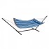 Hamac cu suport otel, pentru 2 persoane, Vivatechnix max 217 kg, 3760 x 987 x 1050 mm, matlasat, perna, Albastru cu dungi [2]