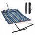 Hamac cu suport otel si perna, Vivatechnix matlasat, pentru 2 persoane, max 217 kg, 3760 x 987 x 1050 mm, Albastru/Maro [2]