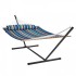 Hamac cu suport otel si perna, Vivatechnix matlasat, pentru 2 persoane, max 217 kg, 3760 x 987 x 1050 mm, Albastru/Maro [3]