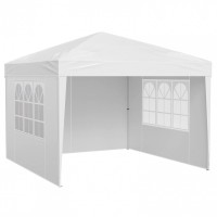 Pavilion de gradina cu pereti laterali cu ferestre, Pliabil, 2.95 x l 2.95 x H 2.63 m, Alb, Geanta transport Pavilion de gradina cu pereti laterali cu ferestre, Pliabil, 2.95 x l 2.95 x H 2.63 m, Alb, Geanta transport