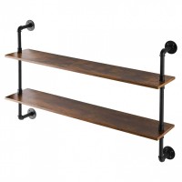 Raft metalic cu 2 x polite incluse din lemn, Vivatechnix Industrial, 1245 x 260 x 775 mm
