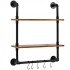 Raft metalic cu 2 x polite incluse din lemn, Vivatechnix Industrial, 630 x 205 x 770 mm [6]