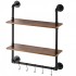 Raft metalic cu 2 x polite incluse din lemn, Vivatechnix Industrial, 630 x 205 x 770 mm [7]