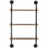 Raft metalic cu 3 x polite incluse din lemn, Vivatechnix Industrial, 630 x 205 x 1065 mm [4]