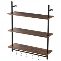 Raft metalic cu 3 x polite incluse din lemn, Vivatechnix Industrial, 800 x 245 x 965 mm