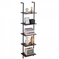 Raft metalic cu 5 x polite incluse din lemn, profil patrat 20x20 mm, Vivatechnix Industrial, 400x300x1780 mm