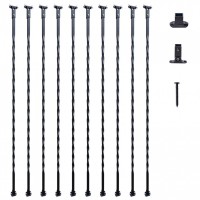 Set 10 stalpi balustrada, Vivatechnix 13 x 13 x 1122mm, Negru mat, accesorii prindere