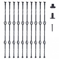 Set 10 stalpi balustrada, Vivatechnix 56 x 56 x 1122 mm, Negru mat, accesorii prindere Set 10 stalpi balustrada, Vivatechnix 56 x 56 x 1122 mm, Negru mat, accesorii prindere