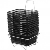 Set 12 cosuri de cumparaturi, Vivatechnix Metal, capacitate 20 kg, Negru, 41 x 31 x 18 cm 
