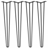 Set 4 picioare pentru mese Krodesign Otel, Negru, Inaltime 91.5 cm, protectie cauciuc