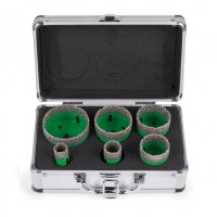 Set 6 carote diamantate pentru gresie, marmura, 20/25/40/45/50/68 mm, prindere M14, umed sau uscat, cutie depozitare Set 6 carote diamantate pentru gresie, marmura, 20/25/40/45/50/68 mm, prindere M14, umed sau uscat, cutie depozitare