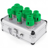 Set 6 carote diamantate pentru gresie, marmura, 20-68 mm, prindere M14, umed sau uscat, cutie depozitare Set 6 carote diamantate pentru gresie, marmura, 20-68 mm, prindere M14, umed sau uscat, cutie depozitare