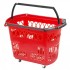 Set 6 cosuri de cumparaturi, Vivatechnix, capacitate 34 kg, Rosu, 4 roti pivotante, 46.5 x 28 x 33 cm [4]