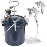Set de vopsit cu rezervor sub presiune, 10 l, 4.1 Bar, 2 x duze 1.5 mm si 4 mm, 170-250 l/min, Manometru, 2 x pistoale Set de vopsit cu rezervor sub presiune, 10 l, 4.1 Bar, 2 x duze 1.5 mm si 4 mm, 170-250 l/min, Manometru, 2 x pistoale