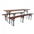 Set masa si 2 banci, Vivatechnix VMD-1053, 200x50x78 cm, cadru metal, blat lemn, pliabile [2]