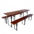 Set masa si 2 banci, Vivatechnix VMD-1053, 200x50x78 cm, cadru metal, blat lemn, pliabile [3]