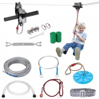 Set tiroliana Vevor lungime 24 m, capacitate max 226 kg, cablu, Ham, frana cu arc, scaun